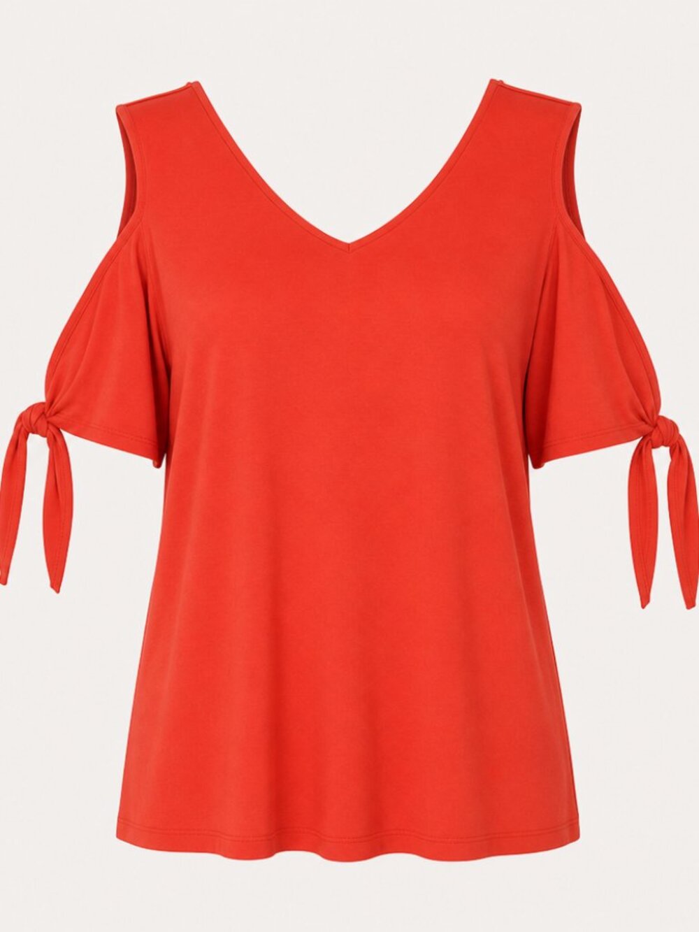 Avon Tomato Girl Orange Signature Collection Cold Shoulder Stretch Top Large